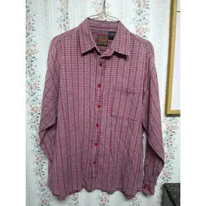 Vtg USF Collection Men's Red Plaid Long Sleeve Collared Button Up Shirt Large